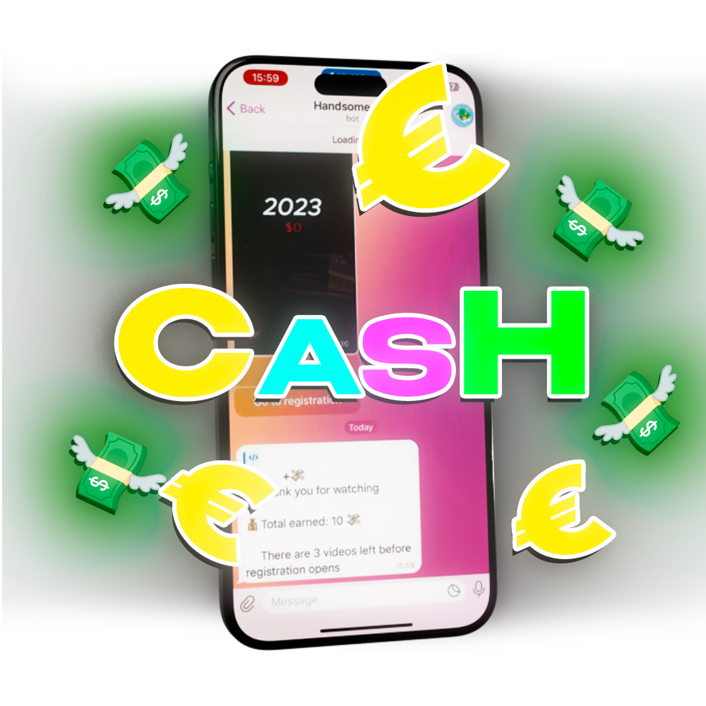 Téléphone mobile avec une image du jeu Bingo Cash - balles volantes et billets d'argent